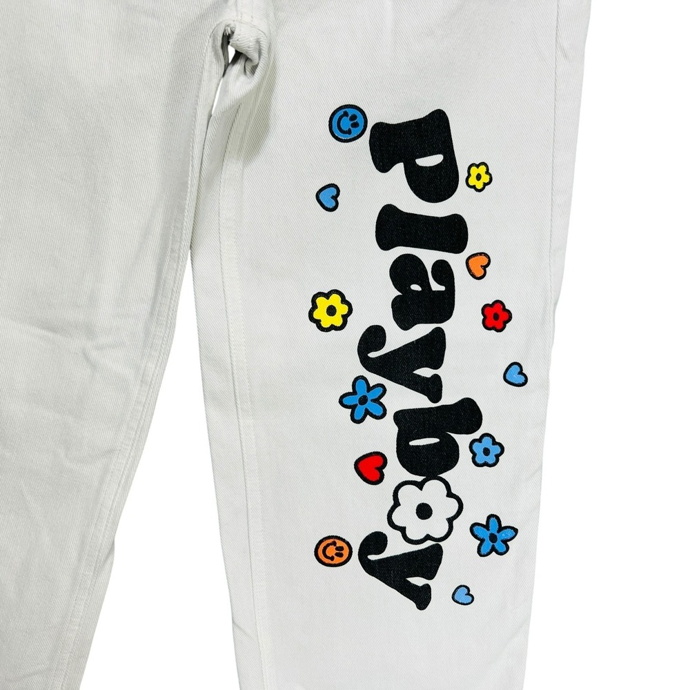 PLAYBOY Pacsun Flower Boyfriend Jeans Sz 25 90s Y2K Distressed Back Slash Retro - Picture 4 of 14
